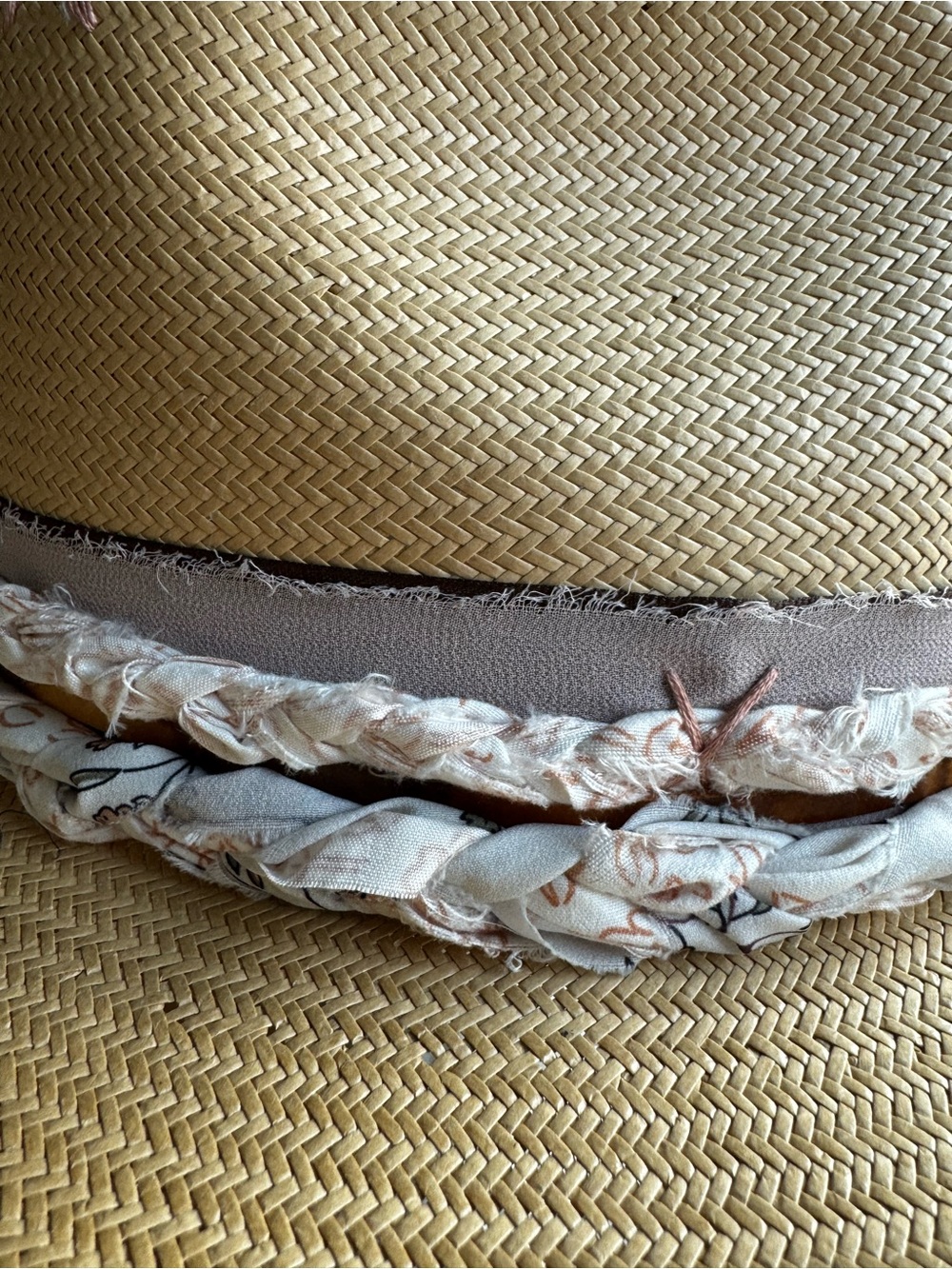 Vintage Straw Fedora Hat with Handmade Blush Band - Picture 8 of 16